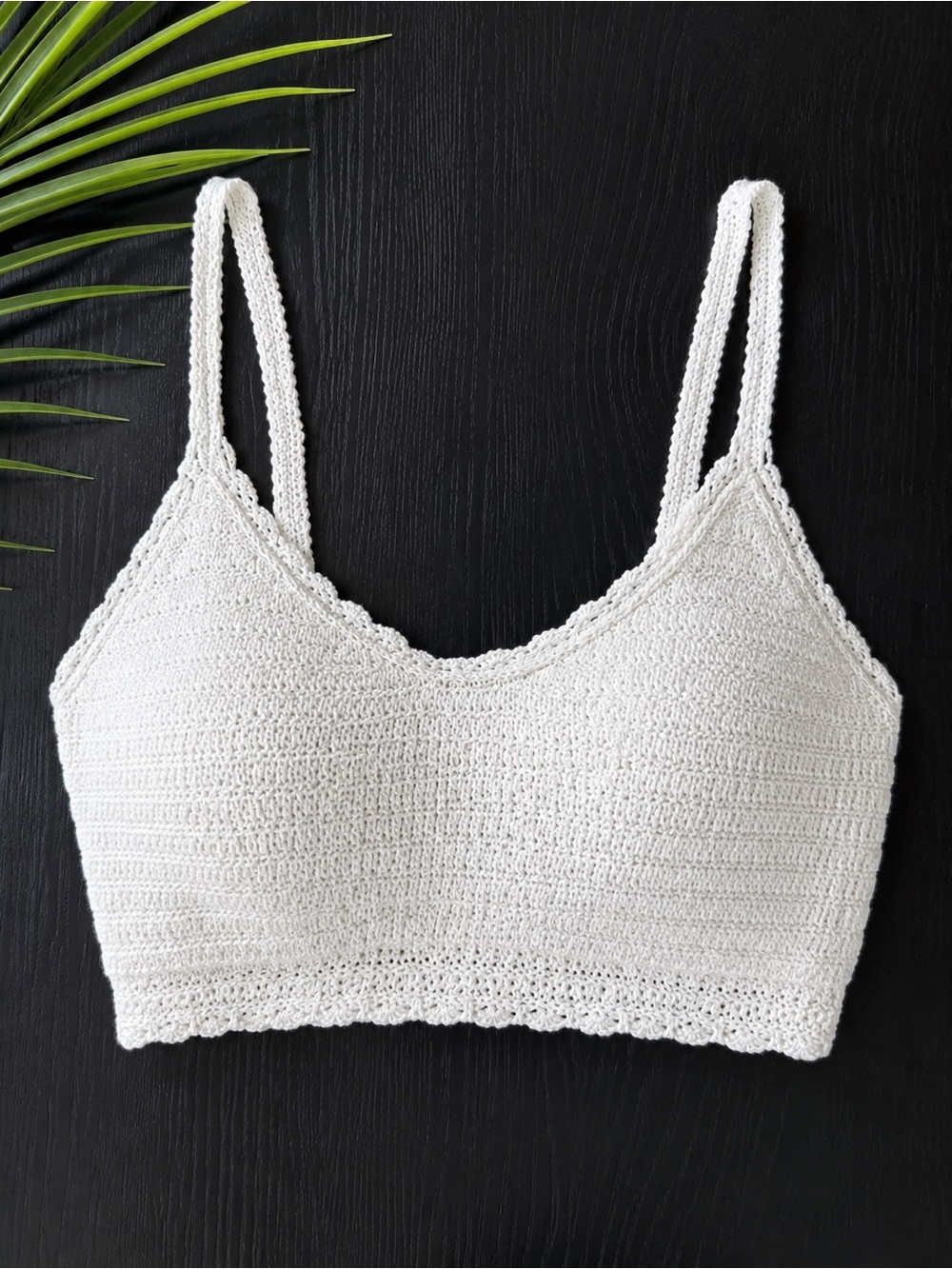 Aerie White Crochet Knit Bralette Crop Top Lined Size Small